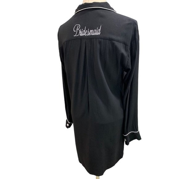 One Size Women's Monogram "T" Night Shirt Bridesmaid Button Up - Picture 5 of 8